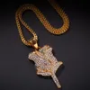 Хип-хоп Роз Цветок Кулон Ожерелье Ледяное Ожерелье Смешивание Мужские Ювелирные Изделия Ожерелья