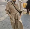 Britische Zweireiher Übergroße Lange Trenchcoat Frauen Windjacke Mode Weibliche Drehen unten Kragen Lange Mäntel Winter LJ200903