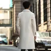 Abrigos de zanjas para hombres 2021 Invierno elegante blanco largo para hombre capa abrigos negros caballero delgado steampunk gris chaquetas vintage1