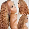 30 # Blonde Lace Front perruques de cheveux humains pré-plumés cheveux brésiliens sans colle perruques 100% non transformés humains bouclés