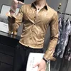 Bronzing Imprimer Hommes Chemises 2021 Spring Homme Style Britannique Slim Fit Chemise Soft Comfort Homme Vêtements Casual Camisas Para Hombre