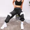 Houzhou joggare kvinnor byxor mode patchwork sweatpants harem casual sida split knäppas paneler hög midja byxor streetwear 201006