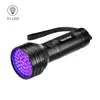 Torches 51 UV LED Torch Scorpion Détecteur Hunter Ultra Violet Blacklight Lampe de poche pour l'éclairage portable extérieur intérieur