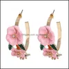 Hoop hie kolczyki biżuteria herdream c w kształcie kupienia farba 4 kolory kolor Kolor liści kwiatowe koło dla kobiet słodkie romantyczne modne upuszczenie