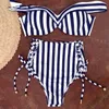 Sexy Striped Two Pieces Women Bikini Bra Sets Push Up Swimwear Bathers High Waist Beach Bikinis 2019 Explosion Bathing SuitX1122242q