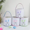 Party Easter Basket Canvas Buckets Personliga Easters Bunny Presentväskor Kanin Tail Tote Bag wll1264