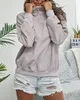 Bayan Vintage Kadife Tişörtü Standı Renk Zip Up Uzun Kollu Kazaklar Sonbahar Kış Rahat Giysiler Moda Tops