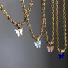 New Hot Faceted Cable Chain Butterfly Choker Necklace Twisted Rope Chain Butterfly Necklaces for Women Summer Jewelry