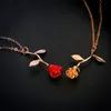 Valentijnsdag Rose Flower Necklace Fashion Send Girlfriend Gift Exquisite Rose Hanger voor Dames Bruiloft Verjaardagscadeau