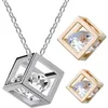 Exquisite 18K Gold Silver Plated Cubic Zirconial Crystal Cube Necklace for Women Girlfriend Ladies Bridal Wedding Jewelry Valentine's Day Gift Wholesale Price