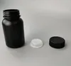 2020 Bottiglia in HDPE da 250 ml, Flacone per pillole, Bottiglie di plastica, Contenitori in polvere di colore nero, Bottiglie solide Tappi a vite con coperchi interni