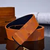 Mannen Designer Riem Klassieke mode casual brief gladde gesp dames heren lederen riem breedte 3.8 cm met oranje doos maat 105-125