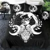 Moon Child Black by Pixie Cold Art Bedding Set White Fox Duvet Cover Galaxy Planet Bedclothes Animal Floral Home Textiles 3pcs 201210