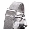 Julius Ja-577 Kvinnor Ultra Thin Silver Black Men Mesh rostfritt stål kvarts analog mode casual klocka kvinnlig armbandsurklocka C1268O