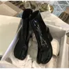 Botines Mujer Chunky High Heel Kort ankelstövlar för kvinna Square Toe Black Patent Leather Rain Boots Luxury Tabi Bottes