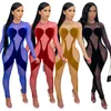 Women sexy night club wear sexy sheer mesh Jumpsuits fall winter solid color long sleeve overalls sexy skinny bodysuits S-2XL leggings 4309