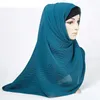 2020 Pearl Chiffon Hijabs Dames Hoofddoek Effen Kleur Gerimpelde Hoofscarf Mode Hijabs Tessale Long Lady Sjaals Sjaals Wraps