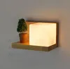 Cubi Wall sconce glass Lamp wood shelf cubic Modern light hotel restaurant doorway porch vanity lighting novelty