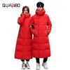 Men Wommen Lovers Winter Down Jacket High Quality Long Thick Warm Coat Fashion Trens Red Yellow Black Youth Parkas 4XL 201126