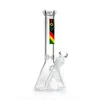 Hookahs Limited Edition Zob Hitman Glass 미니 바닥 비이커 Bong 10 "Rasta Color Water Pipes Ice Bongs 14.4 mm Joint DAB Oil Rig Bubbler Smoking