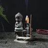 Handmade Ceramic Lotus Backflow Buddhist Incense Ceramic Backflow Incense Burner Holder Censer Aromatherapy Smoke Backflow Stick Incense