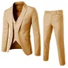 가을 새로운 남자의 비즈니스 캐주얼 3 피스 정장 재킷 신랑 남자의 최고의 웨딩 드레스 코드
