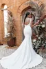 Sexy Cheap Simple Mermaid Wedding Dresses Spaghetti Straps Satin Bridal Gowns Backless Sweep Train Wedding Dress Custom Robe De Mariee