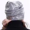Geebro Damen Metallic-Farben-Beanie-Hut-Winter-einlagige gestrickte Kaschmir-Slouchy-Mützen für Femme-Hüte, die Skullies drucken Y201024