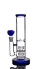 Cachimbo de água de vidro azul para cachimbo de água com 2 matrizes Perc Recycler Dab Rig Cachimbo de água de vidro grosso
