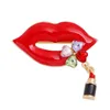 빨간 입술 사랑 하트 브로치 라인 석 인공 진주 블레이저 핀 레이디 코트 브로치 패션 쥬얼리 뜨거운 판매 3 8yn P2