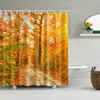 1Pcs Landscape Waterproof Shower Curtain Autumn Forest Printed Screen Bathroom Decoration Cortina De Bano Bath Curtain Gift 201109