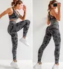 Set da Yoga da donna in 2 pezzi senza cuciture Abbigliamento da palestra Leggings fitness + Camicie corte Tuta sportiva Tuta manica lunga da donna Abbigliamento attivo