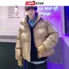 Мужчина Лаппстер уличная одежда хип -хоп синий зимние пузырьковые курткива
