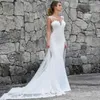 2022 Элегантные атласные свадебные платье белые русалки платья кружева плюс размер Vestidos de Boho платье пляж растет свадебные платья простые трейлинг оптом