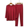 Комплект из 2 предметов, модальная одежда для сна для женщин, пижамный комплект, летняя домашняя одежда с длинными рукавами, повседневная женская серая модальная одежда, домашняя одежда 201217