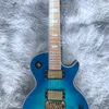 Электрическая гитара Китай Пользовательский магазин сделал голубое одеяло топ Гитарра красивый клена дерева FinAgerboard