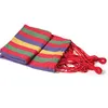 Draagbare Reizen Camping Canvas Hangmat Outdoor Swing Tuin Indoor Slapen Rainbow Stripe Enkele hangmatten met zak bed 185 * 80cm