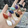 Gold Edge Faceted Natural Crystal Geometry Stone Charms Rose Quartz Pendants Trendy for Jewelry Making Wholesale