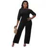 Womens Oblique One Shoulder Rompers Designer Spring Solid Long Sleeve One Piece Jumpsuits Fashion Wide Leg Pant Straight Playsuit For Ladies