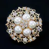 Złota broszka perłowa Złota Krystaliczna broszka kwiatowa stanik szalik burzyczka sukienka garnitur dla kobiet mody biżuterii prezent