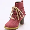 Milieu de veau féminin Rivets Round Boots Chaussures féminines Talons hauts de grande taille pour femmes en cuir en cuir Mid-Calf Basic-Up 884 -