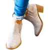 Autumn Female Short Cylinder Boots PU Leather High Heels Boots Women Ankle Casual Shoes1