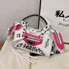 Shopping Bags Fashion Street Style Women Shoulder PU Leather Personality Graffiti Mini Handbags and Purses Crossbody Messenger 2022 220304