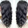 Perucas de renda longo preto solto ondulado sintético sem perucas de renda pura franja calor ristant peruca de substituição de cabelo natural olhando peruca para mulher uso diário