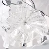 Lâmpadas pendentes mão soprada lustre de vidro iluminação LED placa de luz diâmetro 44 polegadas Modern white flor candelabros para sala de estar decoração de casa