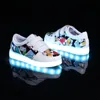 7ipupas novos sapatos luminosos infantis usb sapatos de carregamento menino meninas padrão de lona diodo emissor de luz sapatos 7 cores tênis brilhantes ao ar livre lj200907