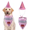 Husdjur katt hund grattis på födelsedagen huvudkläder hatt saliv handduk bib party kostym husdjur födelsedag firande kostym kläder