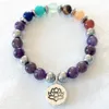 MG1321 pierre précieuse naturelle sept Chakra perle Mala Bracelet Lotus breloque cristaux de guérison Bracelet bijoux de guérison spirituelle