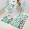 Juego de 3 unidades de alfombrillas de baño, alfombrilla de baño de cocina antideslizante de franela, alfombra lavable con impresión Digital, juego de alfombrillas de baño