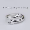 2022 Fashion 925 Sterling Silver Adjustable Ring I Will Give You a Hug Womens Love Ring Couple Jewey